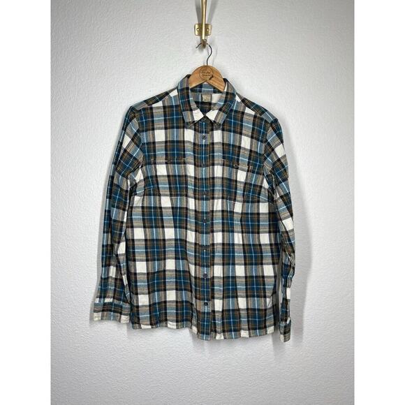 Duluth Trading Co Womens Plaid Flannel Button Front Shirt Large Cotton - Picture 1 of 4
